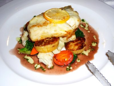 dragon groupa with red wine sauce