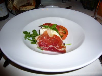 Ham with buffalo cheese and Ox heart tomato