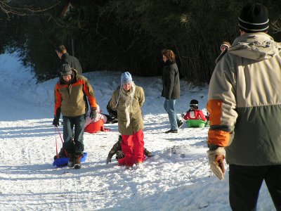sledging in wintertime