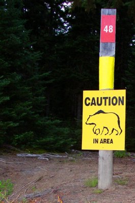 Bowron Lakes -  Caution- Bear in Area