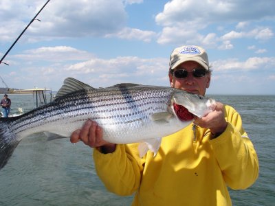 4/2/2007 - Catch & Release on Stripers  at the Rips - John hangs a 30