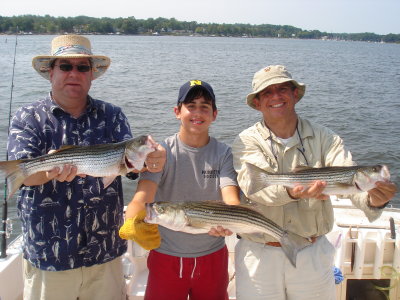 9/8/2007 Cichette Charter - Stripers caught live lining spot at the bridge