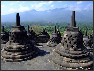Stupas and view from plateau