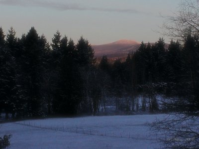 As seen from our deck after a 2 snowfall last night.  -5C temp this morning.