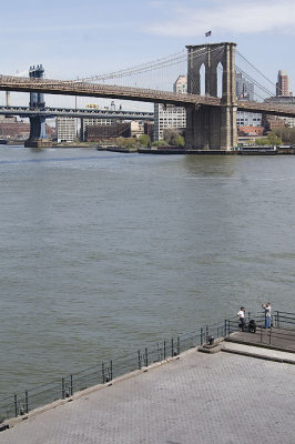 Brooklyn Bridge seen from pier restaurant