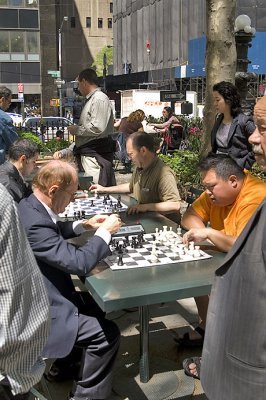 playing chess in Bryant Park