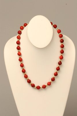 Red Coral and Gold Beads