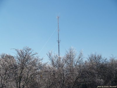 Ice on the 300 foot tower to the South
