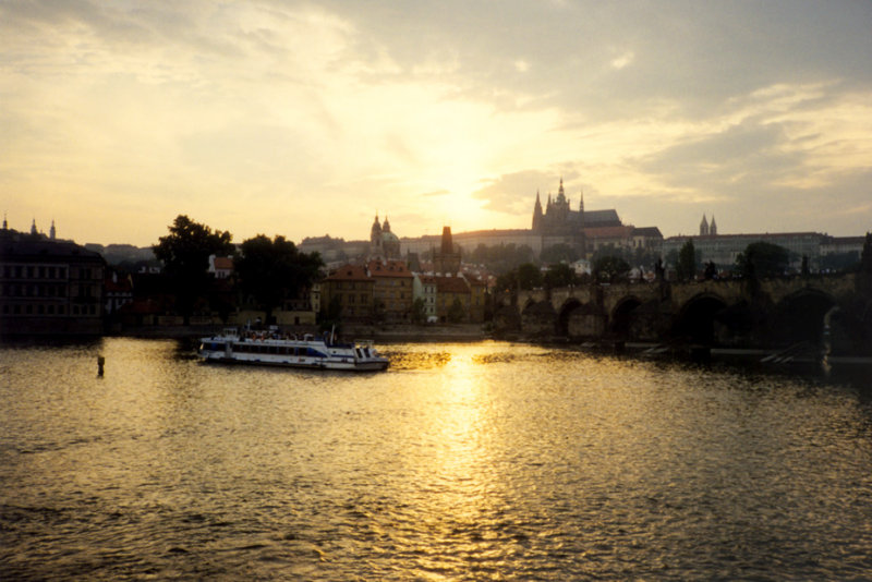 Sunset behind Prague Castle