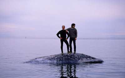 Brent and Curt Standing on Dead Whale