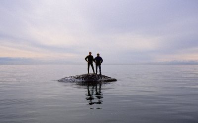Brent and I Standing on Dead Whale