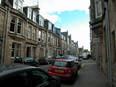 Murray Park, St Andrews.  Our accommodation, Nethan House on the left
