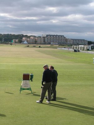 John waiting at the first tee