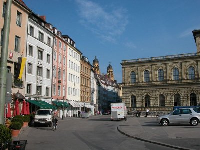 Munich, Residenz on right