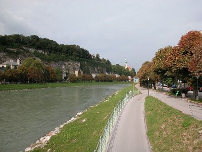 The Salzach River runs through the town