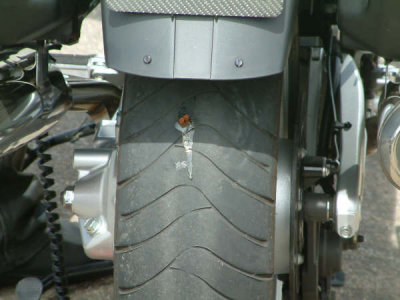 EFJ plugged his tire