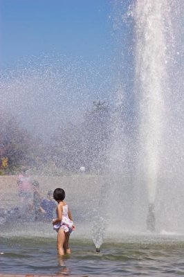 Girl in fountain