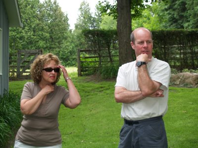 Leslie and Bill check the setup
