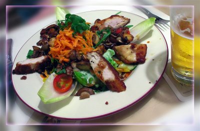Light Breakfast, Turkey Salad With Sauteed Mushrooms, Munchen, Germany