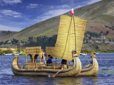 Heading To Robb The Bank On Totora Cruiser, Titicaca Lake