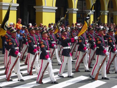 Parade Of Presidential Guards On Gringos Background, Lima