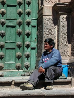 Philosopher On Steps Of Cathedral, Cuzco