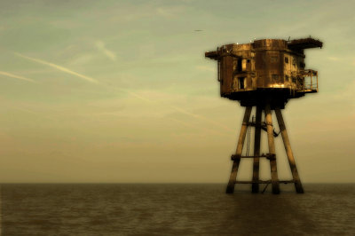 Maunsell Sea Forts Herne Bay  in Sepia