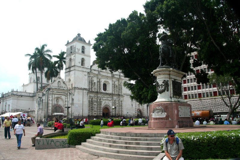 In front of St. Michaels Cathedral is Parque Central, which is a hub of activity in Tegucigalpa.