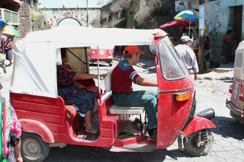 Close-up of the three-wheeled taxi.