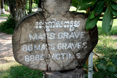 Sign indicating the location of another mass grave.