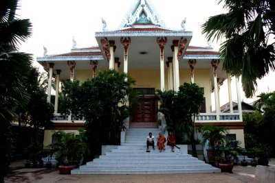 Close-up of the beautiful building on Sisowath Quay (street).