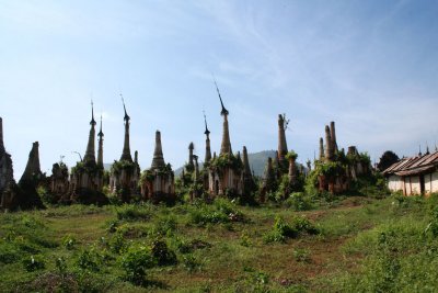 Spires at the Shweinntain Pagoda.