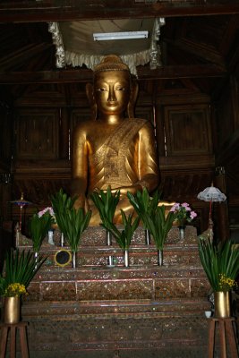 A Buddha statue in the Nyaung Shwe Monastery.