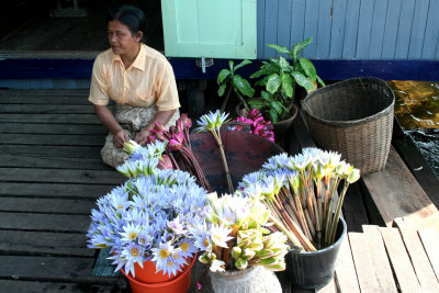 This woman was selling flowers outside of an Inle Lake restaurant where we had lunch that day.
