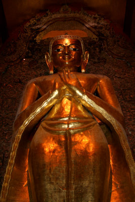 Closeup of one of the four Buddhas.