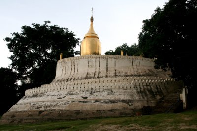 A view of the Bupaya Pagoda from the river bank below.  It is also used as a navigational beacon.
