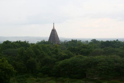 View of the Mahabodhi Pagoda which was built by King Zeyatheinhka in 1215 AD.