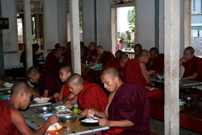 Monks at the famous 150 year old Mahagandayon Monastery and Buddhist learning center.