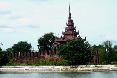 A view across the moat of Mandalay Fort.