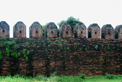 Wall along the palace moat in Mandalay.