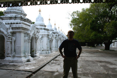 Me standing besides the field of 729 pitaka pagodas.