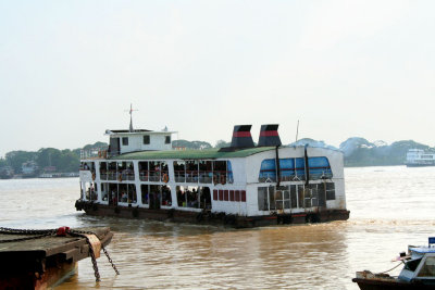 Yangon is bound on three sides by water.  This is the ferry that crosses the Yangon River from the Mawtin Jetty.