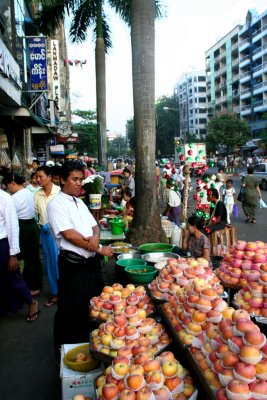 Produce market in downtown Yangon.