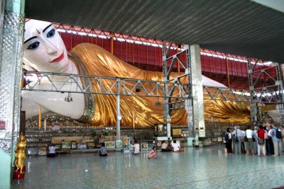 The Chauk Htat Gyi Reclining Buddha is second only in size to the Shwe Tha Lyaung  Reclining Buddha in Bago.