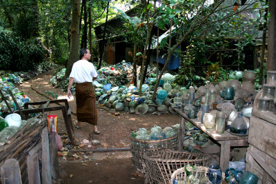 Since they recycle the glass, there were old glass bottles and objects everywhere!