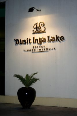 Dusit Inya Resort Lake Hotel sign.