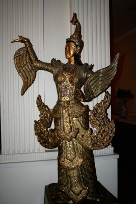 Closeup of the statue in the lobby.