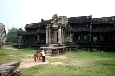 As I approached the main temple I passed this building on the right with this monk on horseback in front of it.