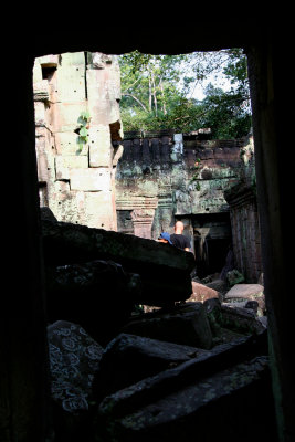 Looking through a passageway.  Notice the temple ruins.