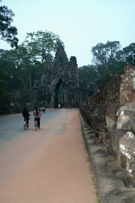 The five gates of Angkor Thom citadel were designed for the passage of elephants. Now, tour buses pass through them.